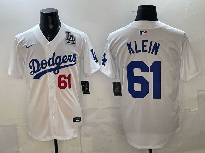 Men 2025 Nike Los Angeles Dodgers #61 Klein White Game MLB Jersey 09->los angeles dodgers->MLB Jersey